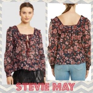 STEVIE MAY DAKOTA floral long sleeve top with tie